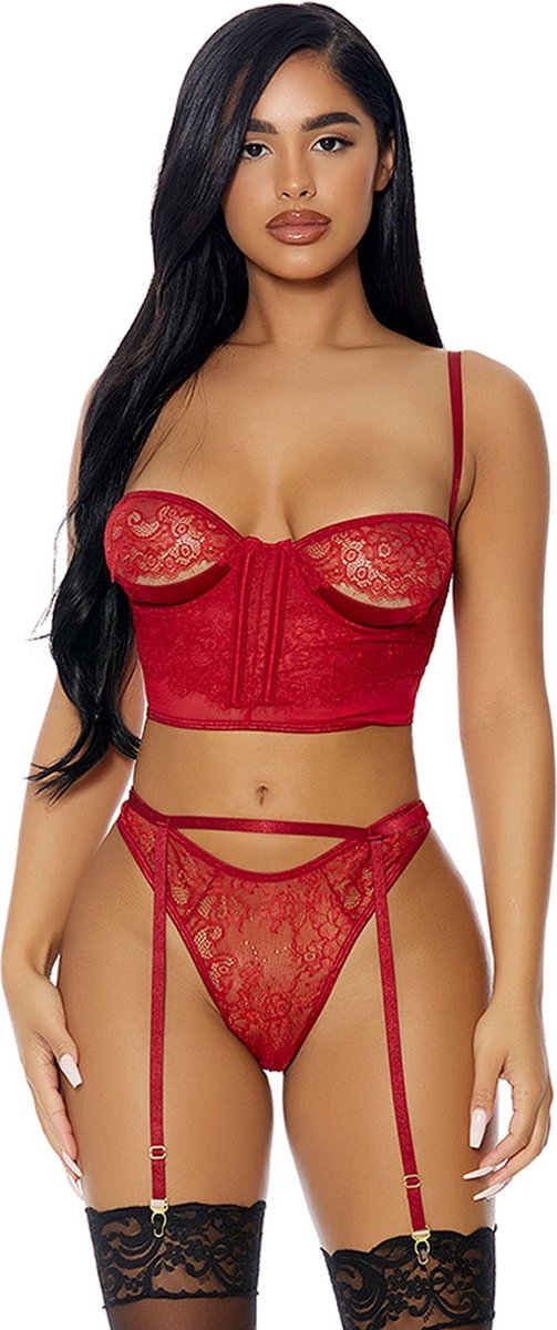Goedkoopste Forplay Peek Inside - Lingerie Set wine S