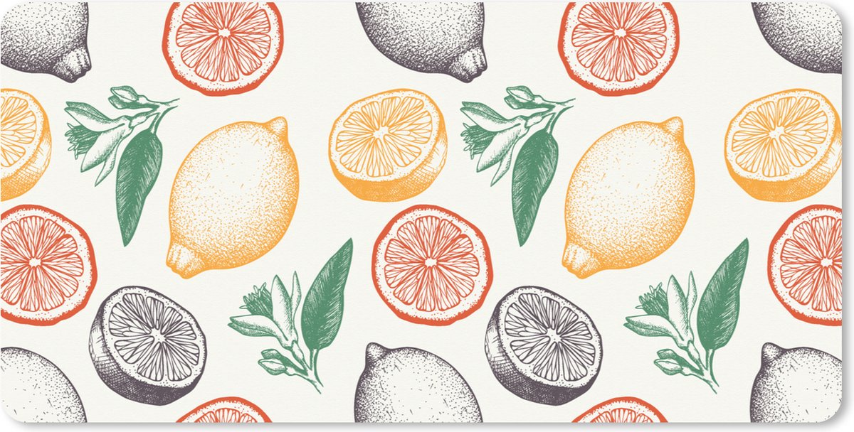 Muismat XXL 100x50 cm - Bureau onderlegger - Bureau mat Fruit - Vintage - Keuken - Patronen - Bureaumat - Gaming mousepad xl - Bureaulegger groot - Computer deskmat