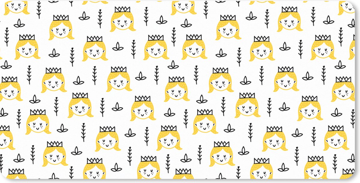 Muismat XXL 80x40 cm - Bureau onderlegger - Bureau mat Meisjes - Prinses - Kroon - Patronen - Girl - Kids - Kinderen - Bureaumat - Gaming mousepad xl - Bureaulegger groot - Computer deskmat