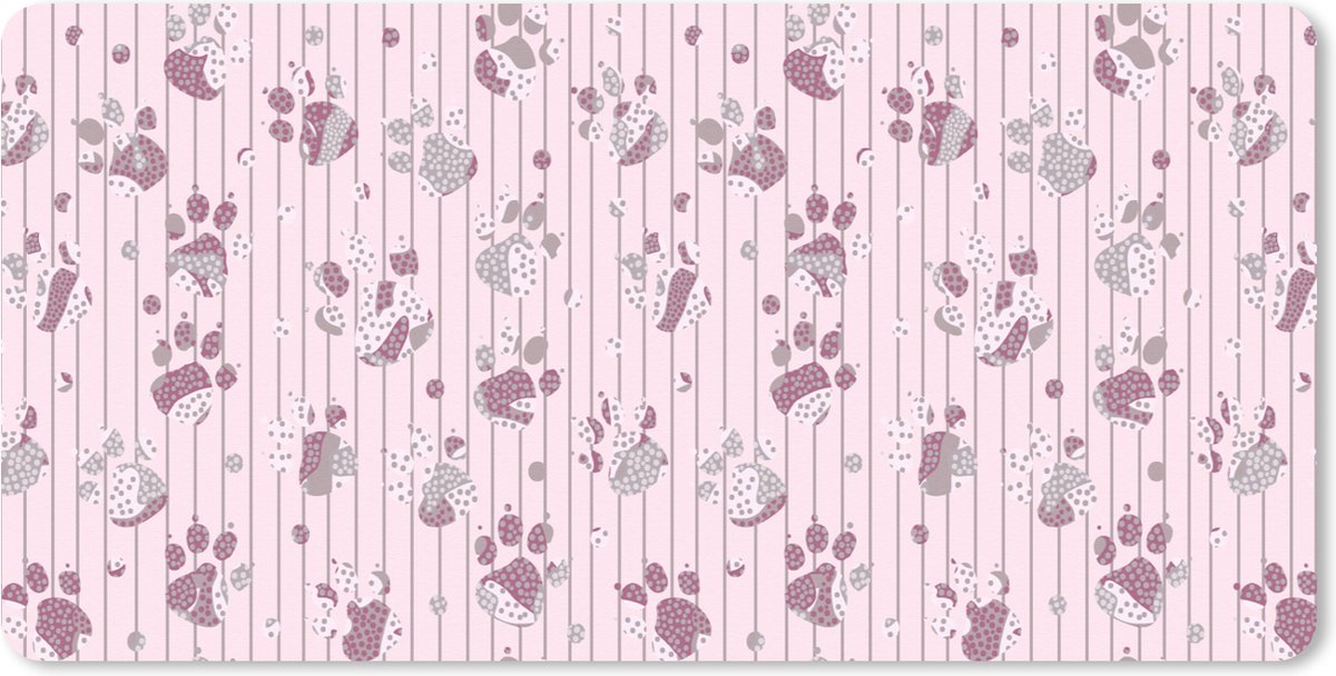 Muismat XXL 90x45 cm - Bureau onderlegger - Bureau mat Hond - Roze - Patronen - Paars - Meisjes - Kinderen - Kids - Bureaumat - Gaming mousepad xl - Bureaulegger groot - Computer deskmat