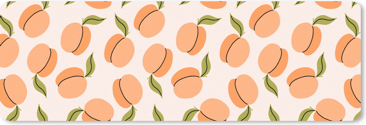 Muismat XXL 90x30 cm - Bureau onderlegger - Bureau mat Fruit - Abrikoos - Zomer - Patronen - Bureaumat - Gaming mousepad xl - Bureaulegger groot - Computer deskmat