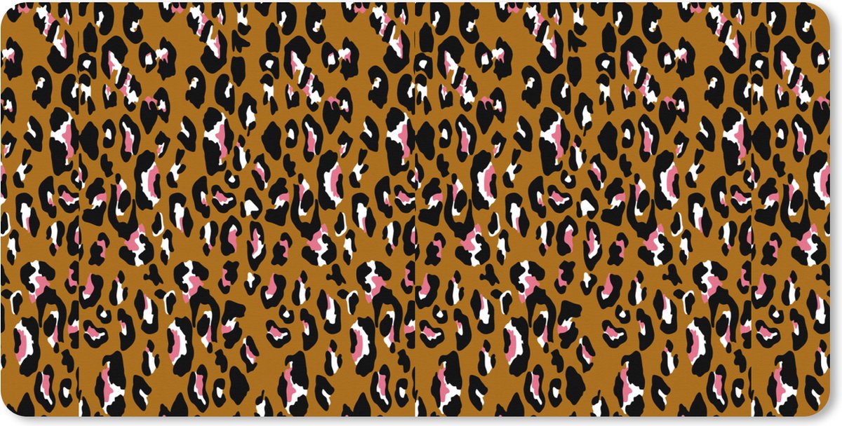 Muismat XXL 120x60 cm - Bureau onderlegger - Bureau mat Panter - Design - Roze - Bruin - Patronen - Bureaumat - Gaming mousepad xl - Bureaulegger groot - Computer deskmat
