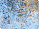 Muismat XXL - Bureau onderlegger - Bureau mat - Marmer - Verf - Goud - Blauw - 80x60 cm - XXL muismat