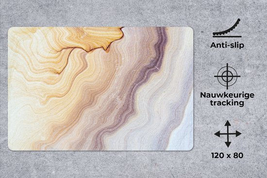 Tapis de souris XXL - Sous-main - Tapis de bureau - Marbre - Texture - Grès - Goud - Aspect marbre - 120x80 cm - Tapis de souris XXL