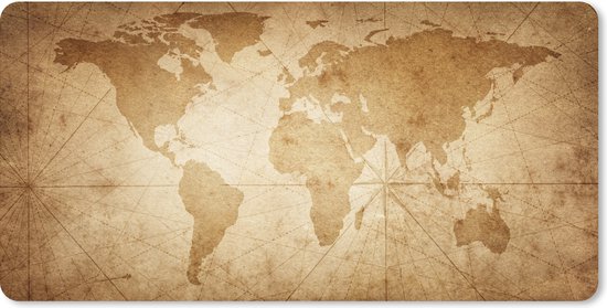 Tapis de souris XXL - Sous-main - Tapis de bureau - Wereldkaart - Vintage - Papyrus - 120x60 cm - Tapis de souris XXL