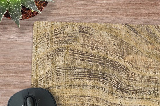 Tapis de souris XXL - Sous-main - Tapis de bureau - Structure d'une planche avec anneaux de croissance - 40x40 cm - Tapis de souris XXL