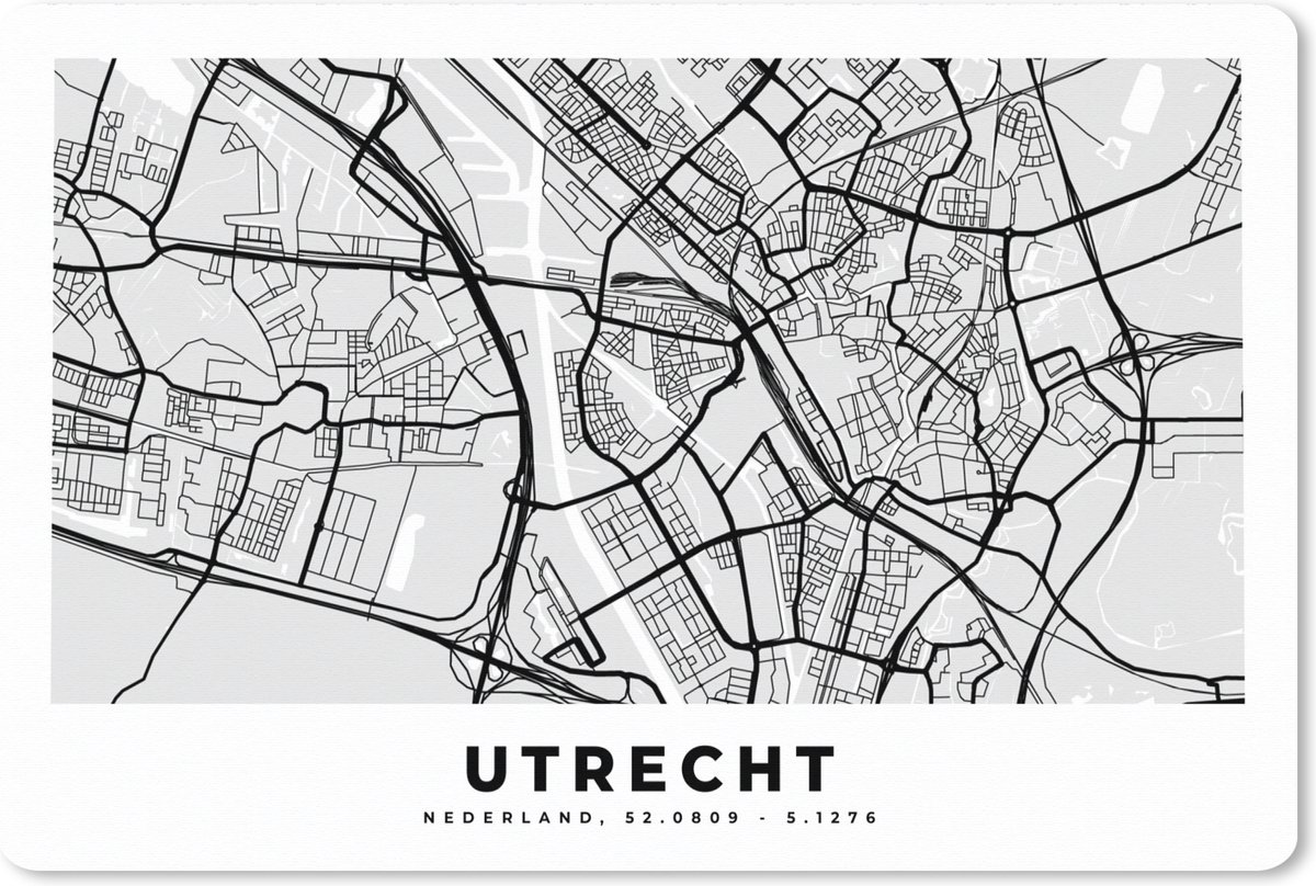 Muismat XXL 120x80 cm - Bureau onderlegger - Bureau mat Kaart - Nederland - Utrecht - Bureaumat - Gaming mousepad xl - Bureaulegger groot - Computer deskmat