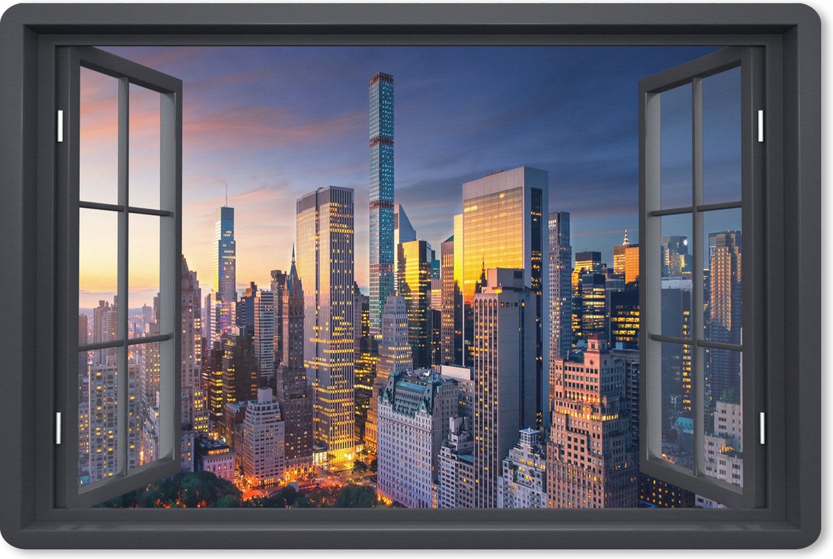 Muismat XXL 120x80 cm - Bureau onderlegger - Bureau mat Doorkijk - New York - Skyline - Bureaumat - Gaming mousepad xl - Bureaulegger groot - Computer deskmat