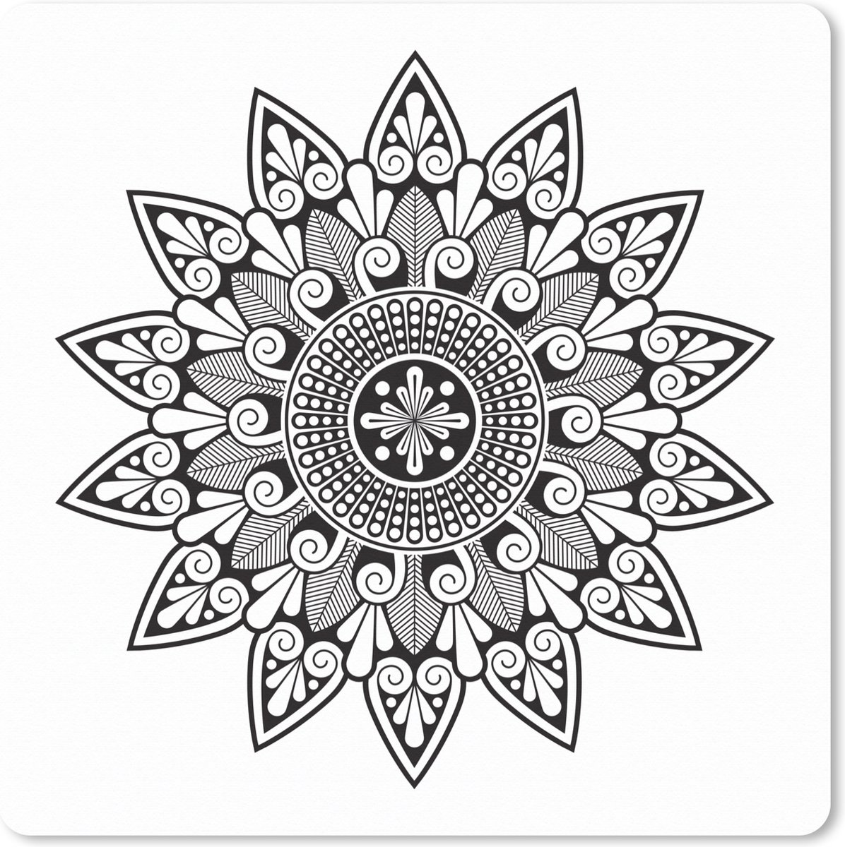 Muismat XXL 40x40 cm - Bureau onderlegger - Bureau mat Mandala bloemvorm - Bureaumat - Gaming mousepad xl - Bureaulegger groot - Computer deskmat