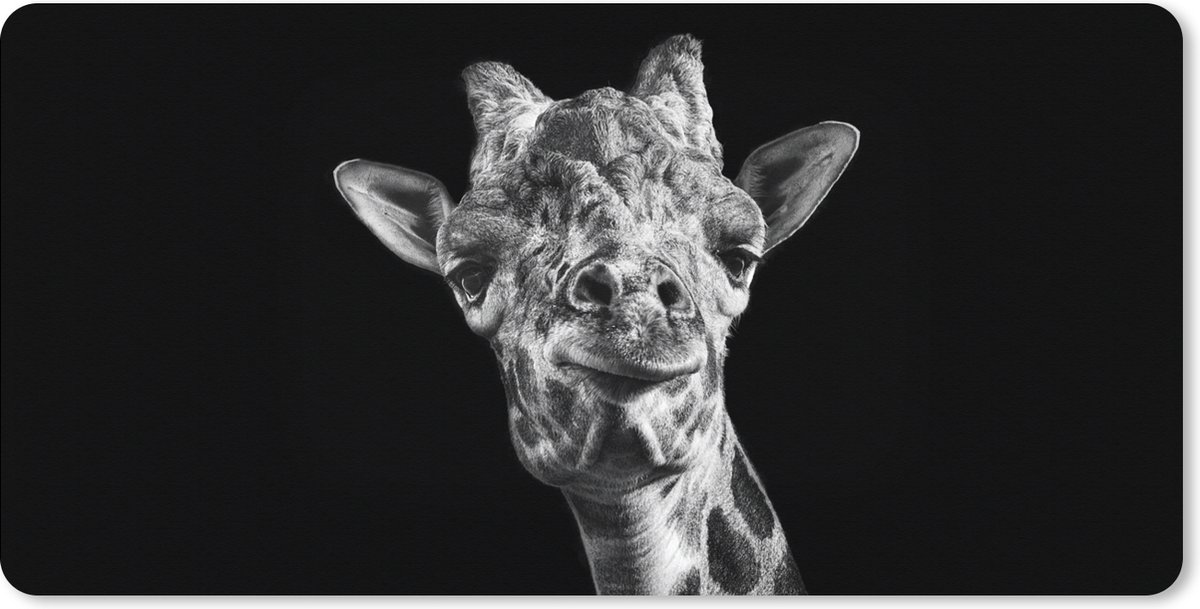 Muismat XXL 120x60 cm - Bureau onderlegger - Bureau mat Giraffe - Dier - Zwart - Wit - Bureaumat - Gaming mousepad xl - Bureaulegger groot - Computer deskmat
