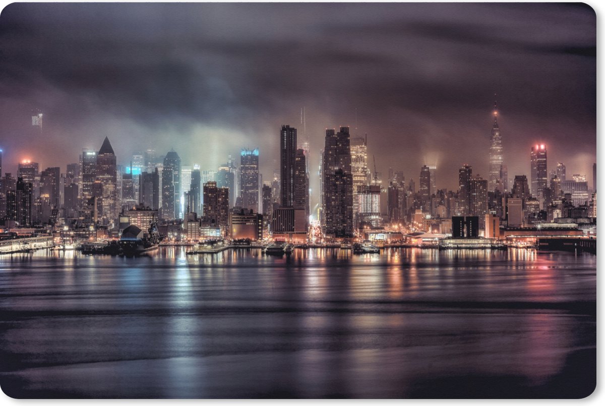 Muismat XXL 90x60 cm - Bureau onderlegger - Bureau mat New York - Storm - Skyline - Bureaumat - Gaming mousepad xl - Bureaulegger groot - Computer deskmat