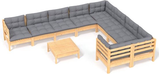 vidaXL-10-delige-Loungeset-met-grijze-kussens-grenenhout