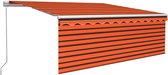 vidaXL Auvent extensible manuellement avec store enrouleur 4,5x3m Orange Marron