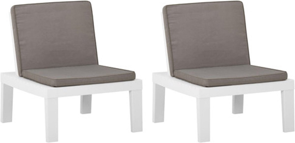 vidaXL Loungestoelen 2 st met kussens kunststof wit