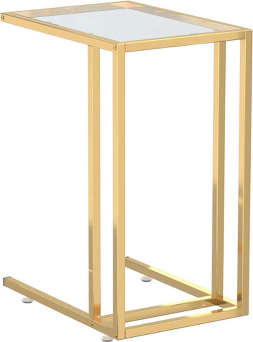 vidaXL Computer - bijzettafel - 50x35x65 - cm - gehard - glas - transparant goud en transparant
