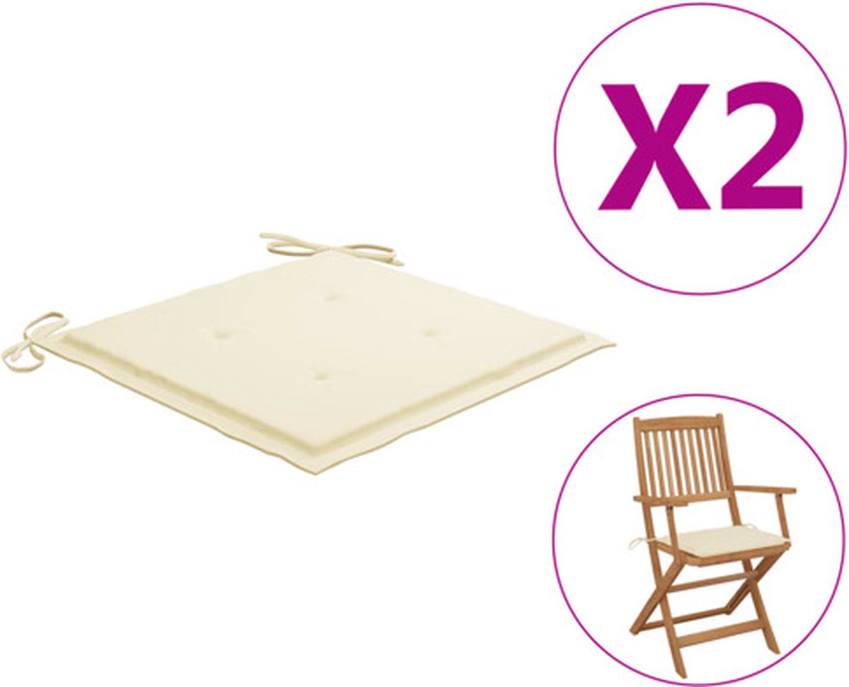 vidaXL - Tuinstoelkussens - 2 - st - 40x40x4 - cm - oxford - stof - crèmekleurig