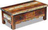 Table basse tiroirs en bois massif recyclé 90x45x35 cm