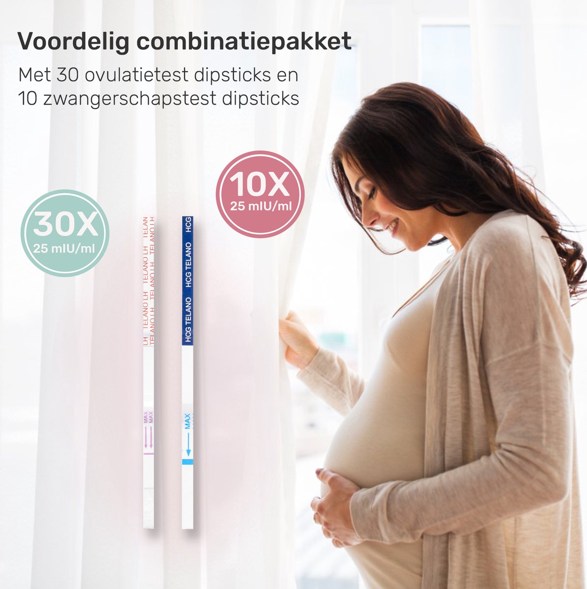 Telano Ovulatietest 30 stuks Gevoelig + 10 stuks Zwangerschapstesten Vroeg Dipstick - Ovulatiekalender Voordeelset Strip – foto 8