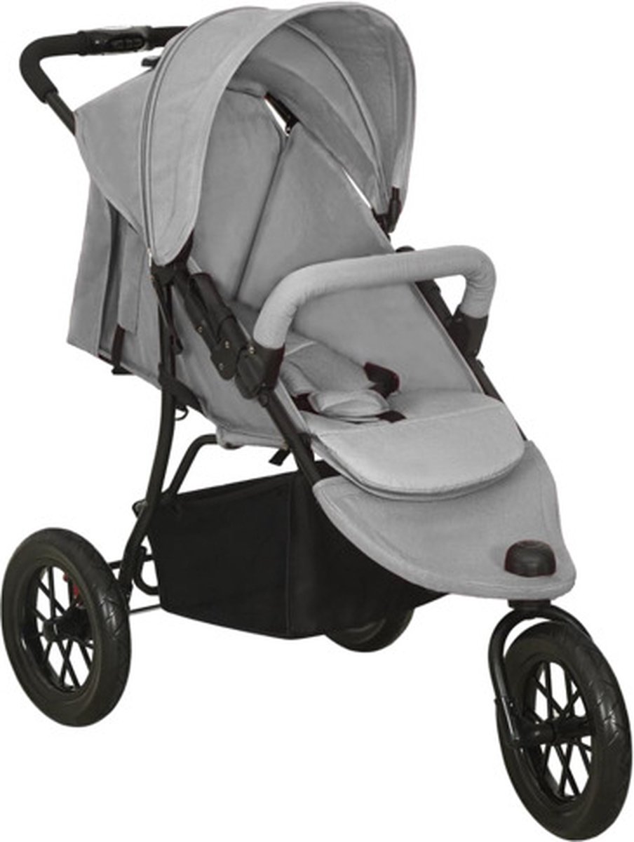 vidaXL Kinderwagen staal lichtgrijs