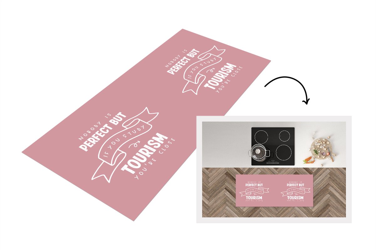 KitchenYeah Keukenloper - Loper keuken - Toerisme - Spreuken - Studenten - Uni - Keukenloper vinyl Multicolor