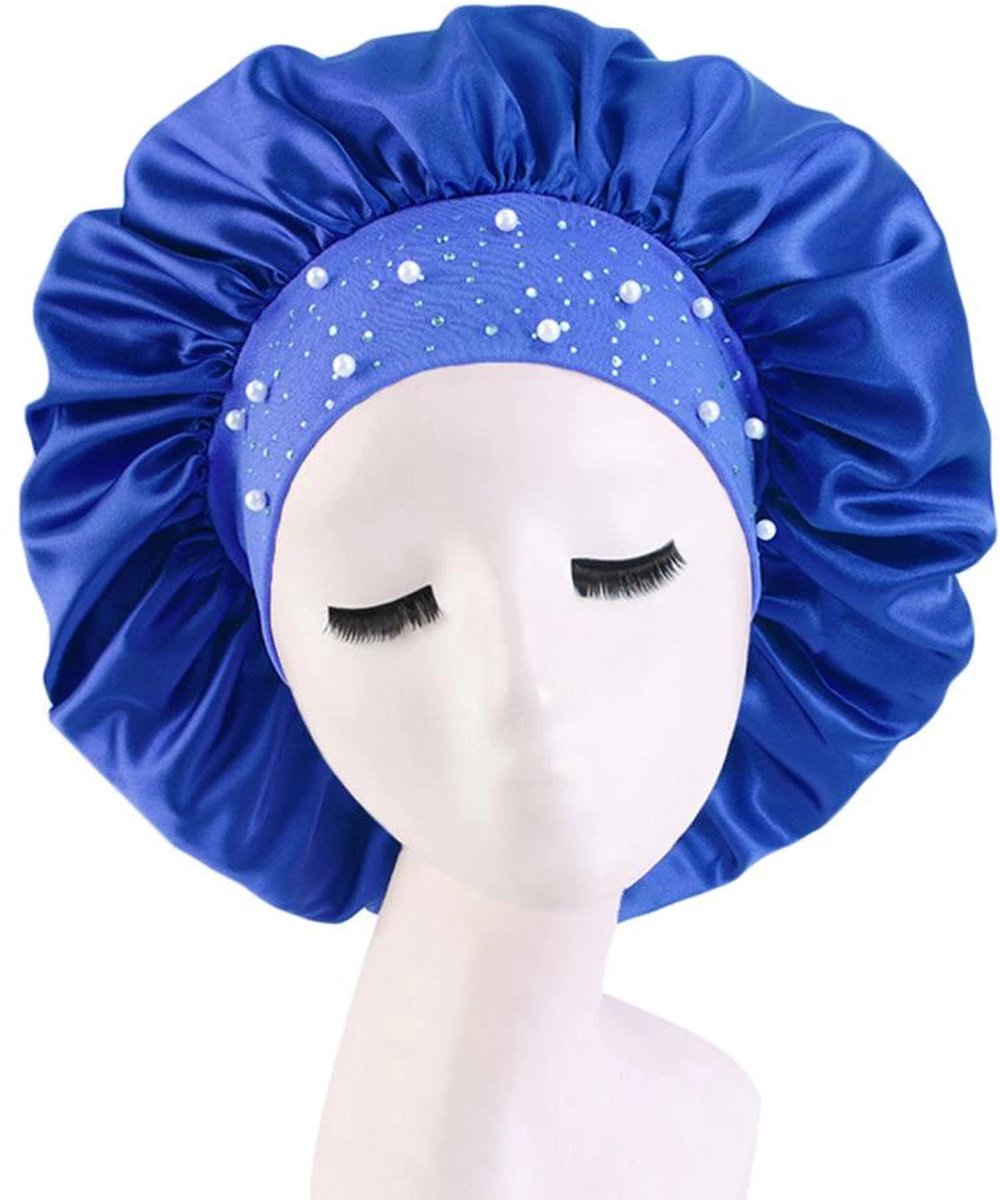 Luxe Satijnen Bonnet - licht Blauw - Hair Bonnet- Slaapmuts- Assortiment 'Het Gemak'