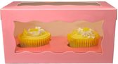 Roze doos voor 2 cupcakes (25 stuks)