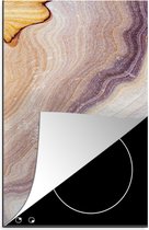 KitchenYeah® Inductie beschermer 30x52 cm - Marmer print - Textuur - Zandsteen - Goud - Marmerlook - Kookplaataccessoires - Afdekplaat voor kookplaat - Inductiebeschermer - Inductiemat - Inductieplaat mat