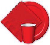 16x Rode papieren feest bekertjes 256 ml - Wegwerpbekertjes rood van papier - themafeest tafeldecoratie