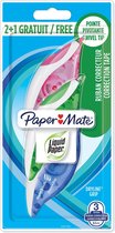 Paper Mate vloeibaar papier DryLine Grip correctietape | roze en blauw | 2 stuks
