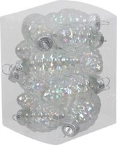 12x Dennenappel kersthangers/kerstballen transparant parelmoer van glas - 6 cm - mat/glans - Kerstboomversiering