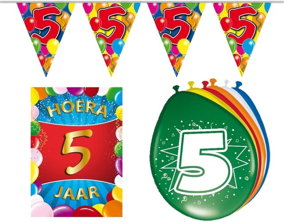 5 jarige/jaar feestartikelen versiering voordeel pakket