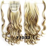 Wrap Around paardenstaart, ponytail hairextensions wavy bruin / blond - F10/22