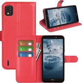 Nokia C2-2E Hoesje - MobyDefend Kunstleren Wallet Book Case (Sluiting Voorkant) - Rood - GSM Hoesje - Telefoonhoesje Geschikt Voor Nokia C2-2E - Nokia C2 2nd Edition