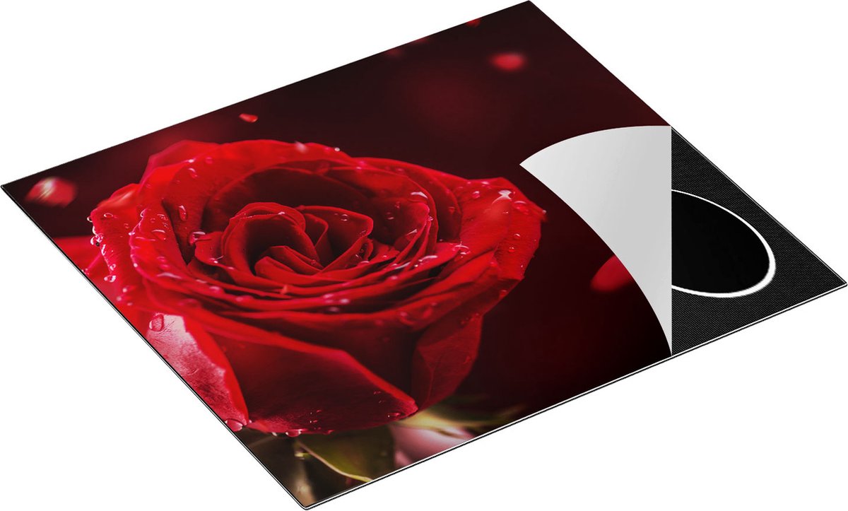 Chefcare Inductie Beschermer Romantische Rode Roos - 60x50 cm - Afdekplaat Inductie - Kookplaat Beschermer - Inductie Mat