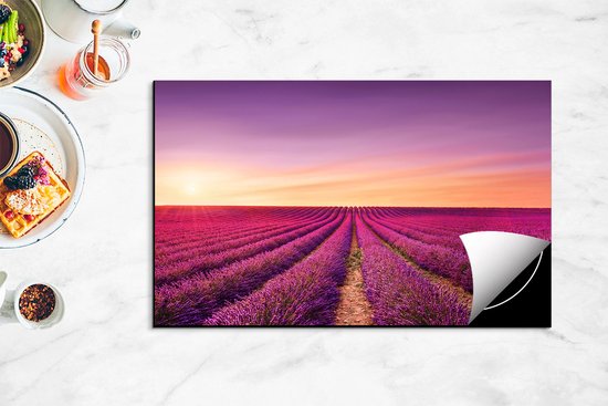 Chefcare Inductie Beschermer Paarse Lavendel Bloemenveld - 85x55 cm - Afdekplaat Inductie - Kookplaat Beschermer - Inductie Mat
