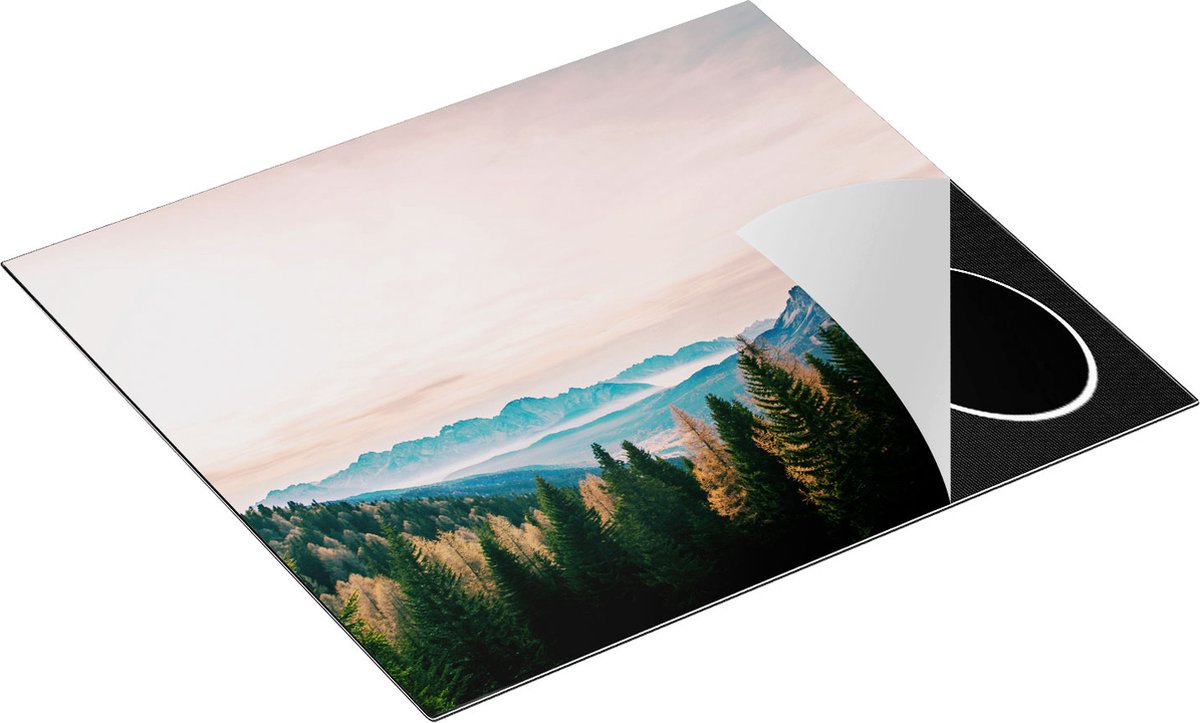 Chefcare Inductie Beschermer Bos met Bomen bij Bergen Landschap - 60x50 cm - Afdekplaat Inductie - Kookplaat Beschermer - Inductie Mat