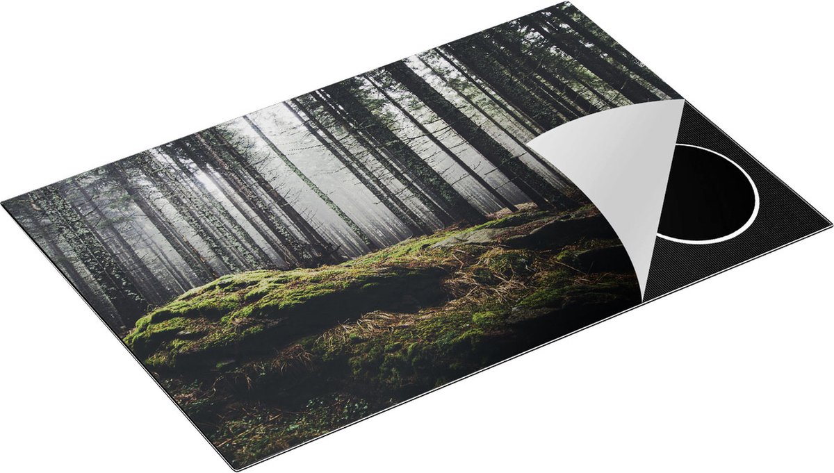 Chefcare Inductie Beschermer Bos met Mos op Rotsen - 80x50 cm - Afdekplaat Inductie - Kookplaat Beschermer - Inductie Mat