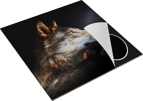 Chefcare Inductie Beschermer Wolvenkop met een Zonnestraal - Wolf - 78x78 cm - Afdekplaat Inductie - Kookplaat Beschermer - Inductie Mat