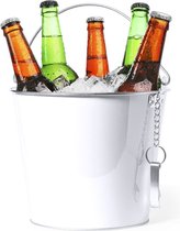 Seau à glace/seau à bière métal blanc - 6L - Seau à boissons - Refroidisseur à boissons - Refroidisseur à vin