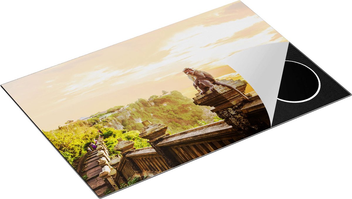 Chefcare Inductie Beschermer Aap op de Uluwatu Tempel in Bali - 80,2x52,2 cm - Afdekplaat Inductie - Kookplaat Beschermer - Inductie Mat