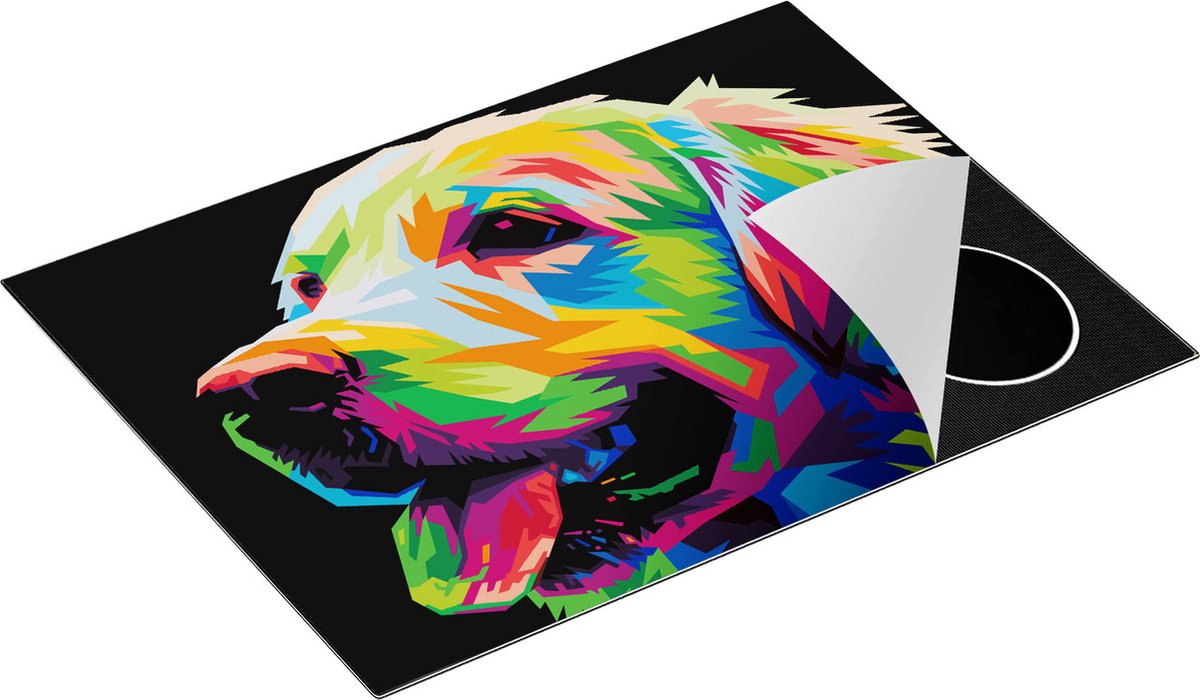 Chefcare Inductie Beschermer Kleurrijke Hond - Abstract - 71x52 cm - Afdekplaat Inductie - Kookplaat Beschermer - Inductie Mat