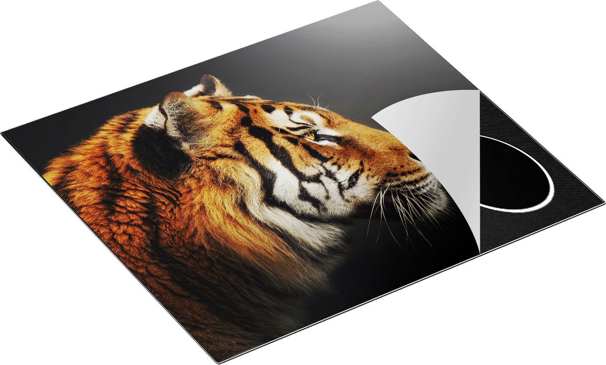 Chefcare Inductie Beschermer Zijaanzicht van een Tijger - Tijgerkop - 60x55 cm - Afdekplaat Inductie - Kookplaat Beschermer - Inductie Mat