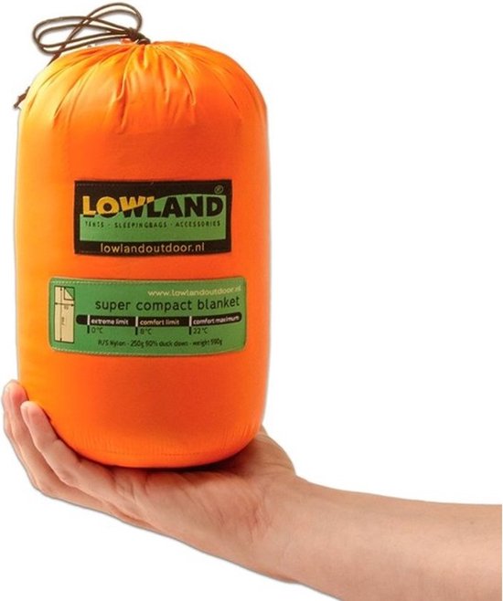 LOWLAND OUTDOOR® Donzen slaapzak - Super compact blanket - 210 x cm - 590gr +8°C |