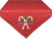 Clayre & Eef Tafelloper Kerst 50x160 cm Rood Katoen Zuurstok kerst Tafelkleed