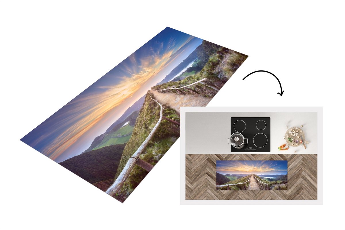 KitchenYeah Keukenloper - Loper keuken - Bergen - Natuur - Pad - 120x50 cm - Keukenloper vinyl Multicolor