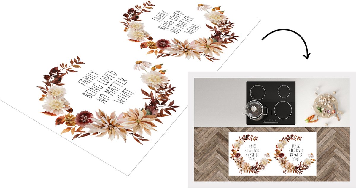 KitchenYeah Keukenloper - Loper keuken - Quotes - Family being loved no matter what - Spreuken - 120x60 cm - Keukenloper vinyl Multicolor