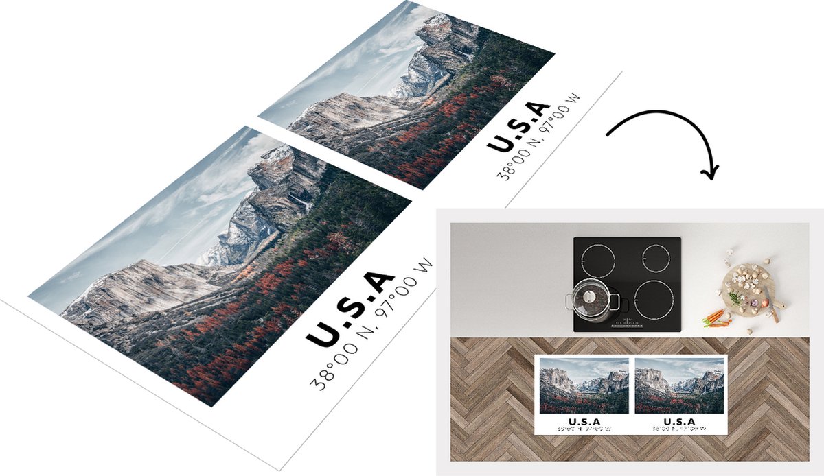 KitchenYeah Keukenloper - Loper keuken - Yosemite - Amerika - Wyoming - Bergen - Bos - 120x50 cm - Keukenloper vinyl Multicolor