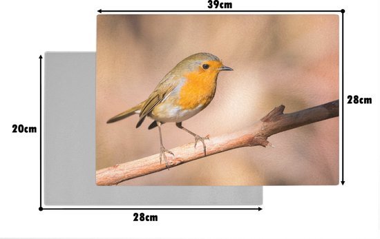 Planche à découper en Verres - 39x28 - Vogel - Branche - Rouge-gorge - Planches à découper en Glas