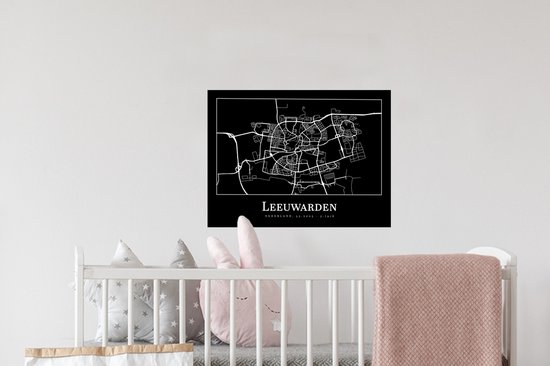 Stickers muraux - Plan de la ville - Leeuwarden - Carte - Carte - 40x30 cm - Feuille adhésive