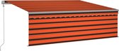 vidaXL - Store banne - avec - store enrouleur, - LED - et - capteur de vent - 4,5 x 3 m - orange - marron